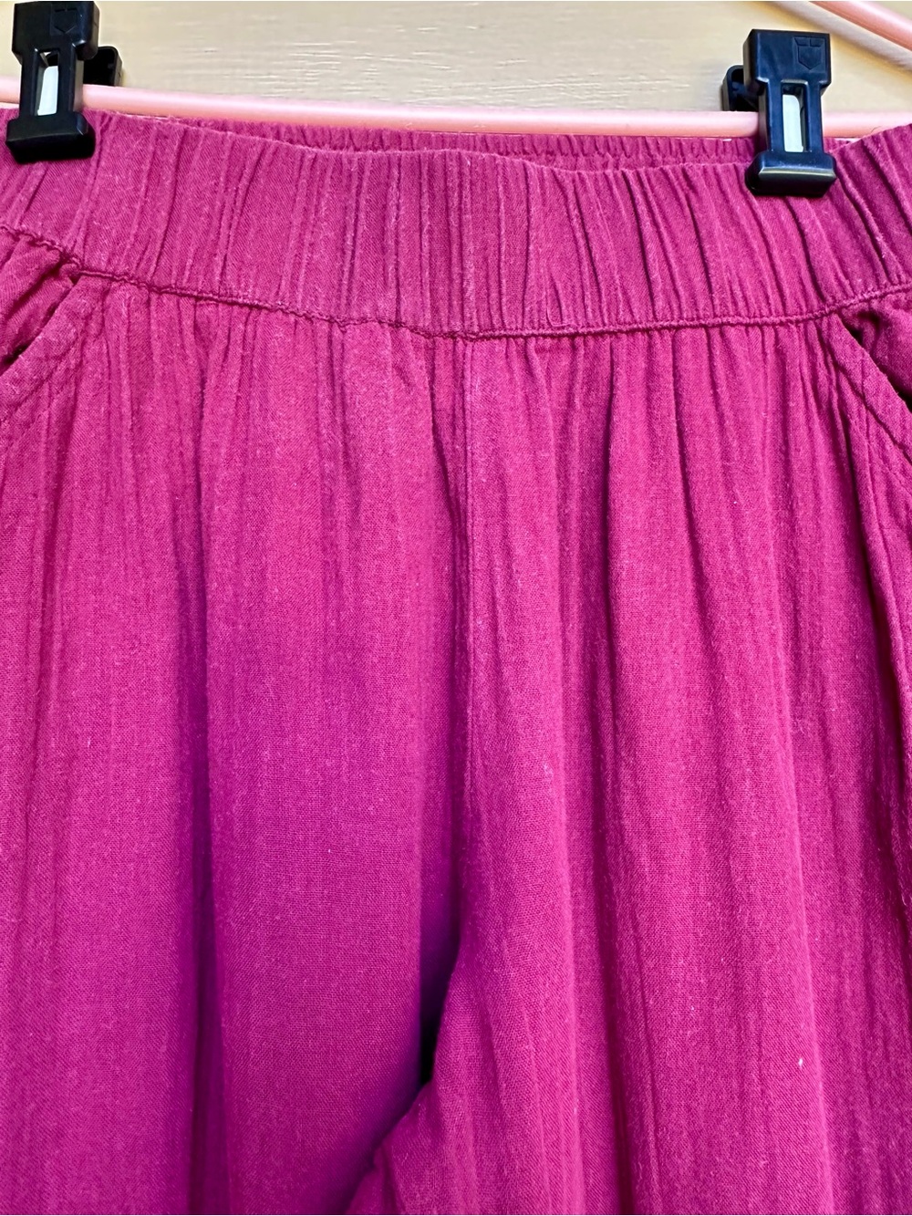 Pact Organic Cotton Red Pull On Pants Wide Leg Cropped Size Small - Picture 3 of 6